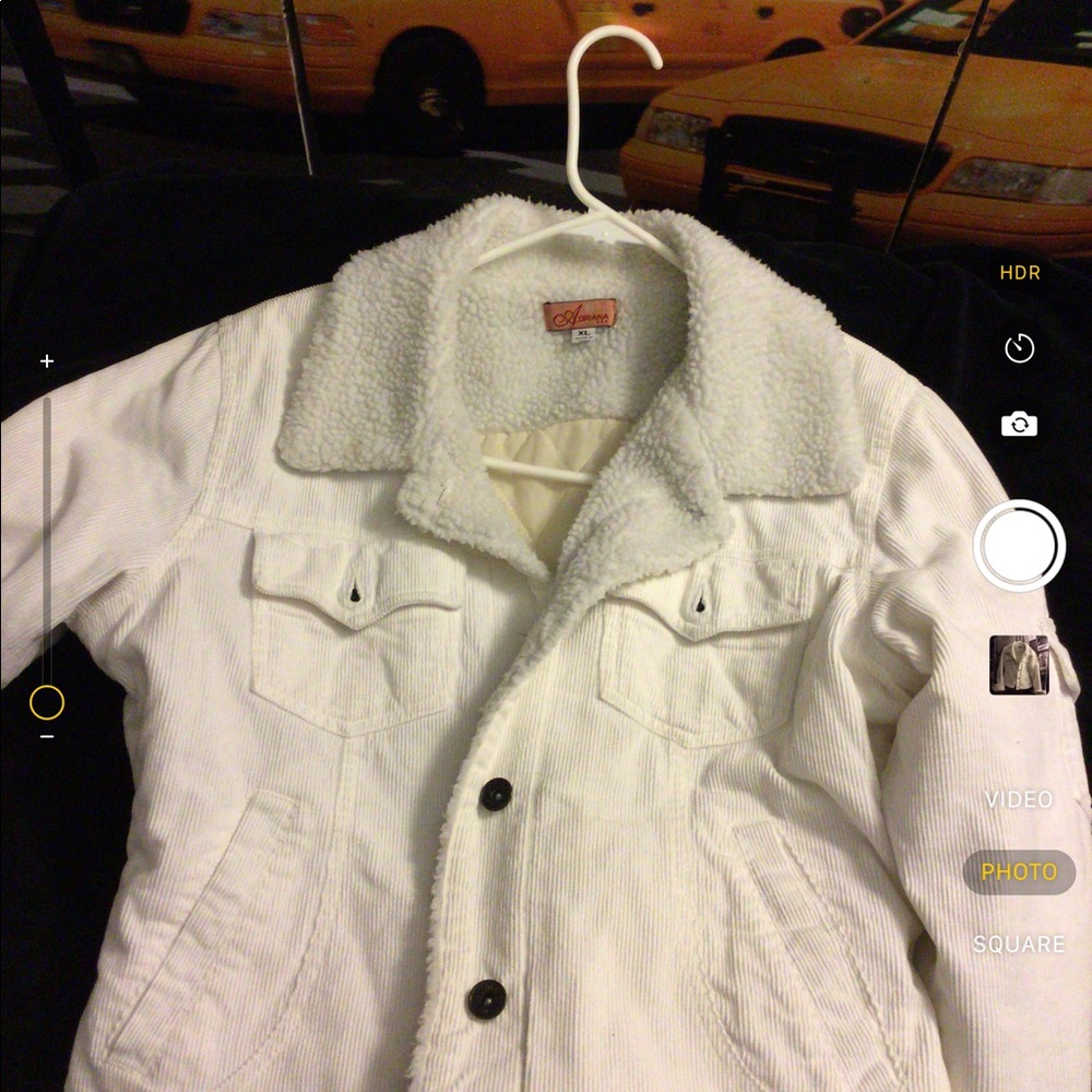 SOLD White corduroy w/wool collar jacket.